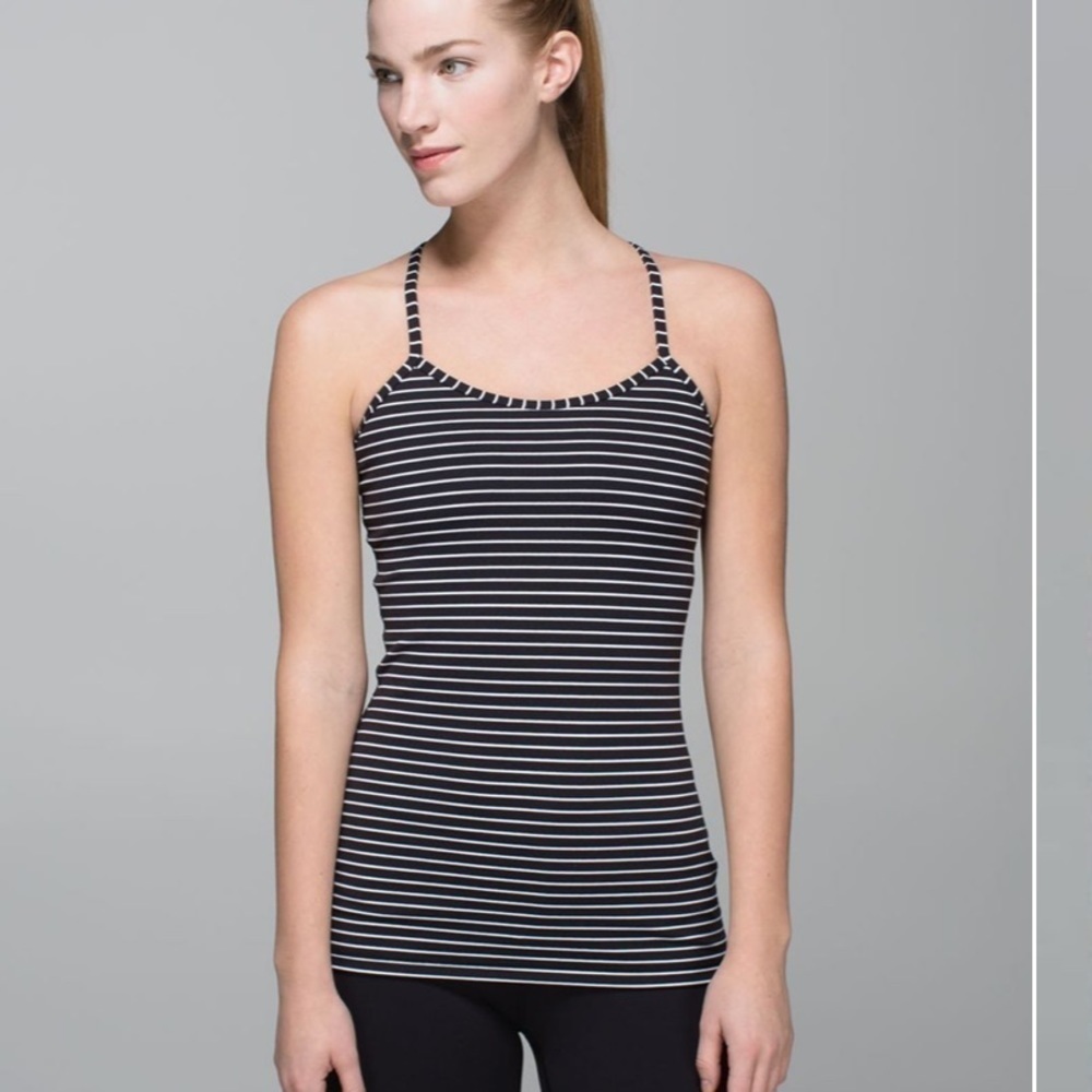 Lululemon Power Y Tank *Luon in Parallel Stripe Black White